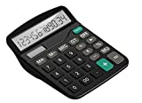 Tech Traders TTBCAL Calculadora de escritorio grande de 12 dígitos, negro 1 negro grande