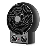 Aigostar Airwin Black 33IEL - Calentador de ventilador, aire frío y caliente, 2000W.  Reguladores de temperatura y potencia.  Protección contra el sobrecalentamiento.  Color negro.  Diseño exclusivo.